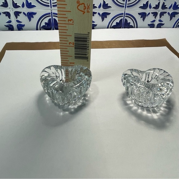 Mikasa Pair Heartfelt Heart Shaped Lead Crystal Taper Candle Stick Holders - Picture 7 of 11